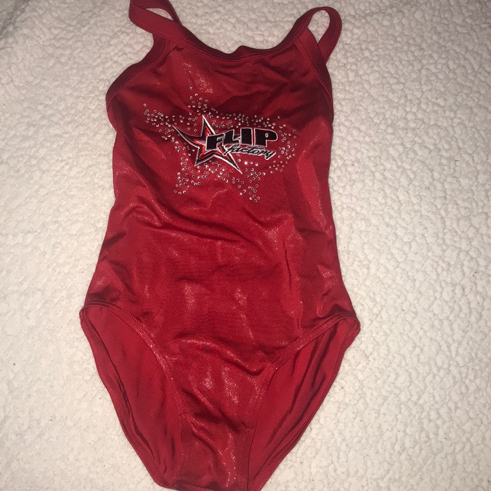 Red gymnastics leotard